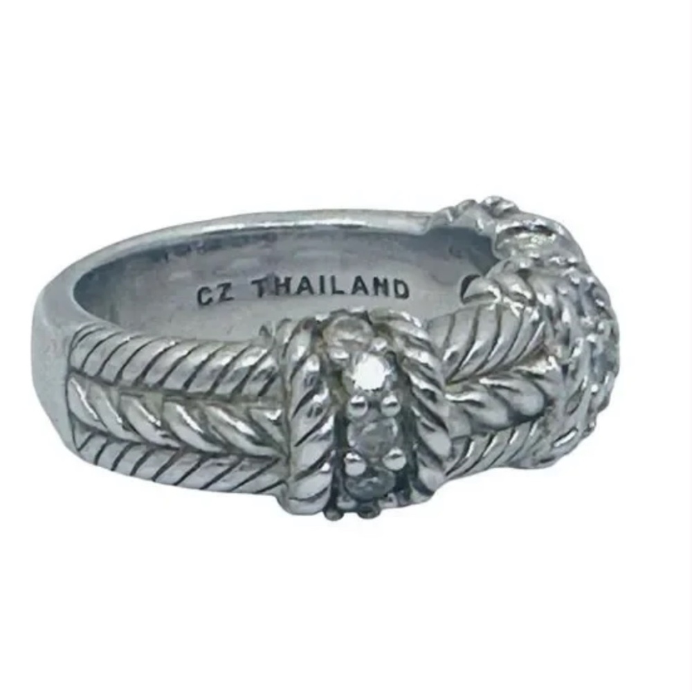 Judith Ripka sterling silver rope band 925 CZ ring size 6